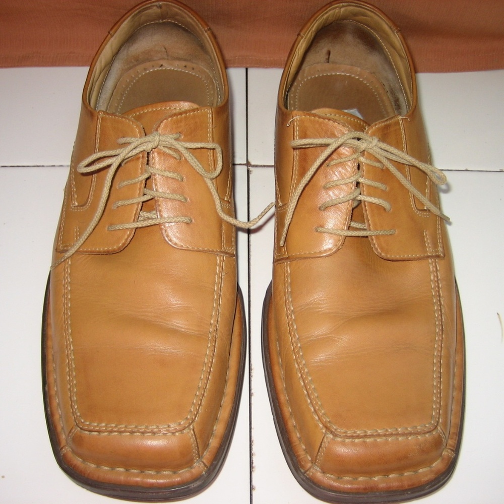 FRANCO FORTINI Italian Tan Square Toe Oxfords,10.5